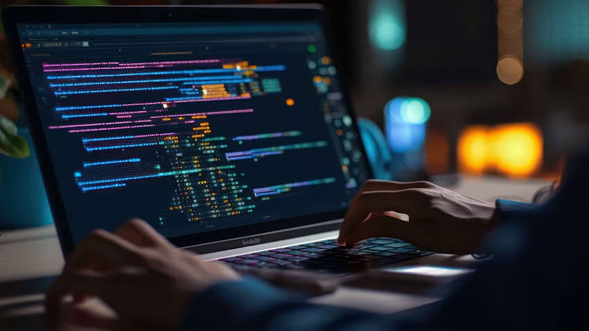 Two people brainstorming on table